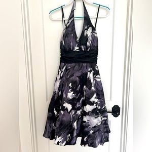Betsy and Adam size 6 blue & black print cocktail dress